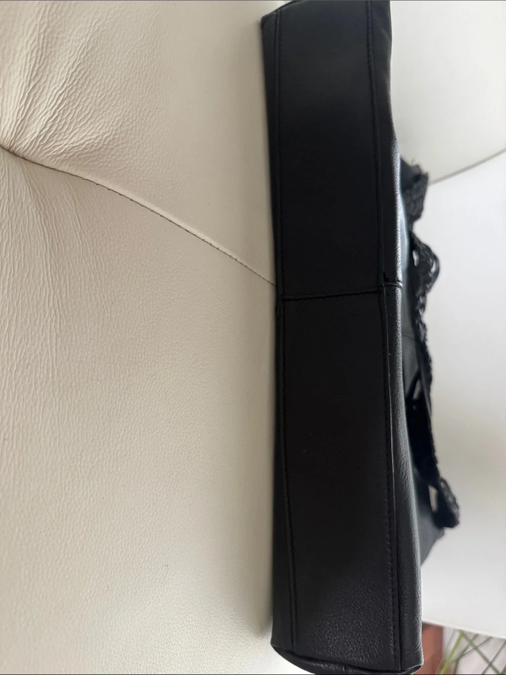 Classic Black Leather Shoulder Bag with Braided Handle